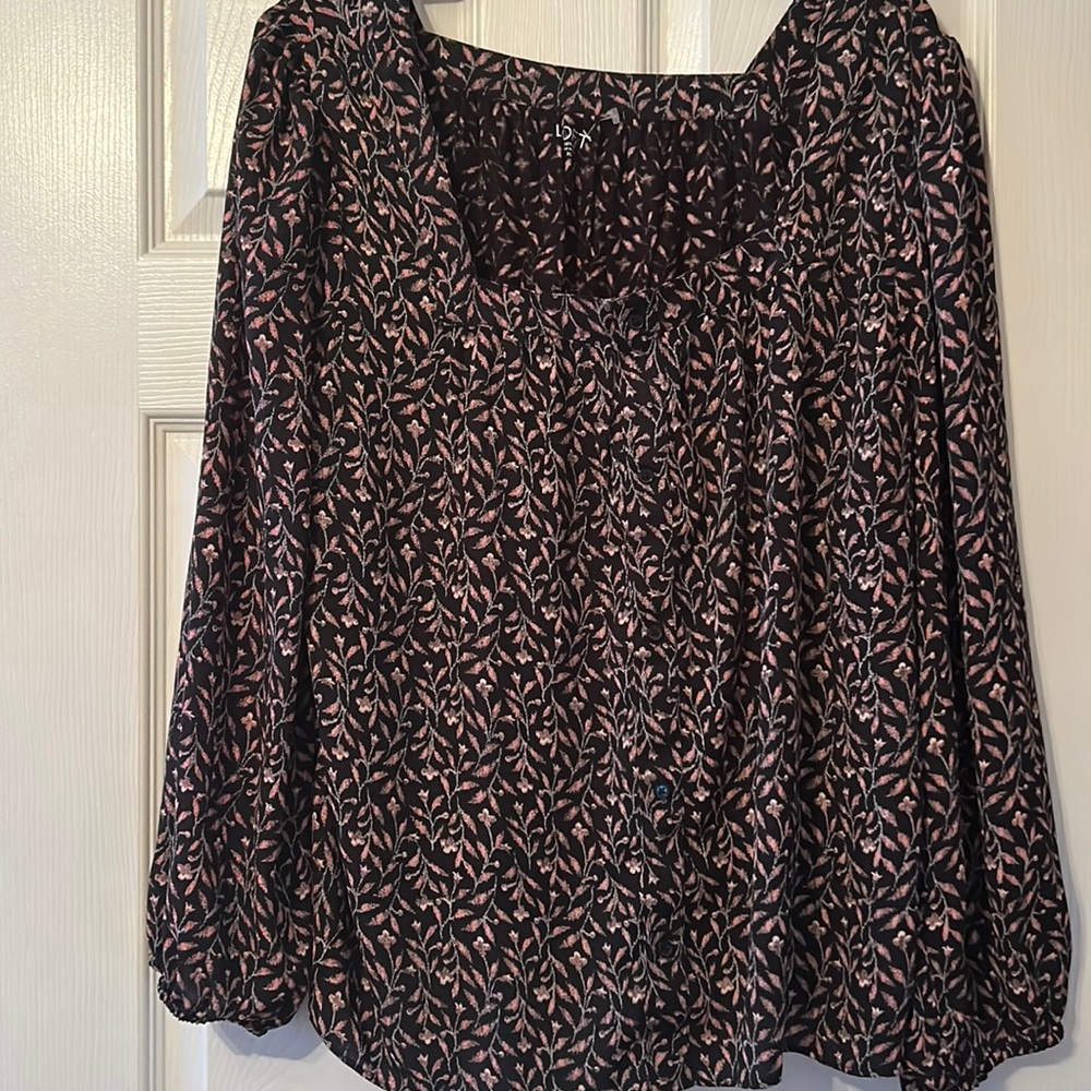 Loft blouse black and pink